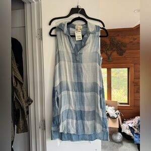 Cloth & Stone Sky Blue and White Dress